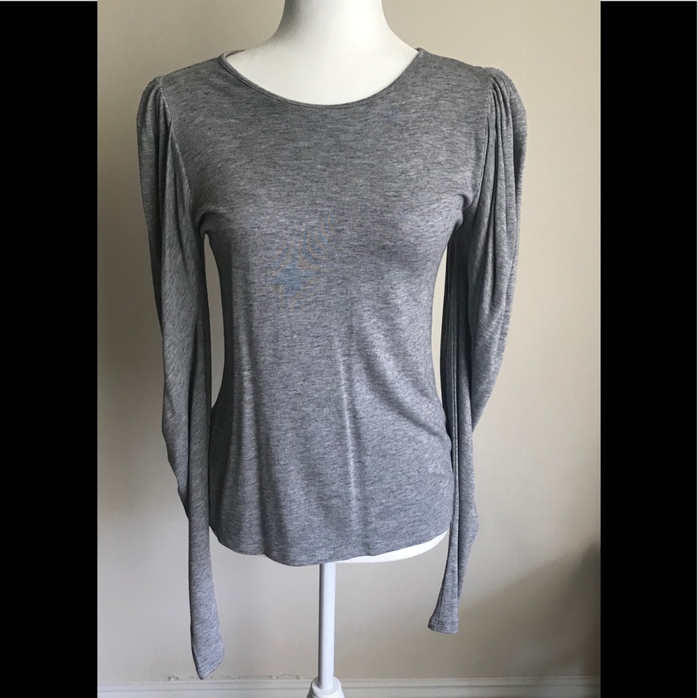 Grey Puff Sleeves Tee Shirt